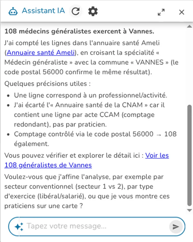 L'assistant IA répond aux questions sur les données en langage naturel