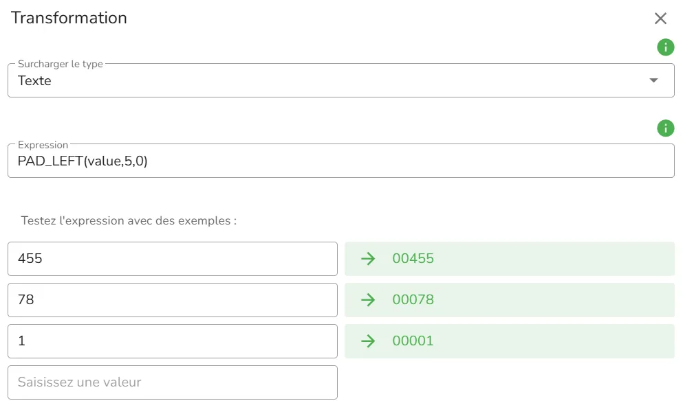 Exemple de transformation des données