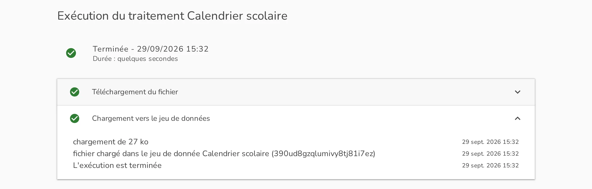 Journal d'exécution d'un traitement